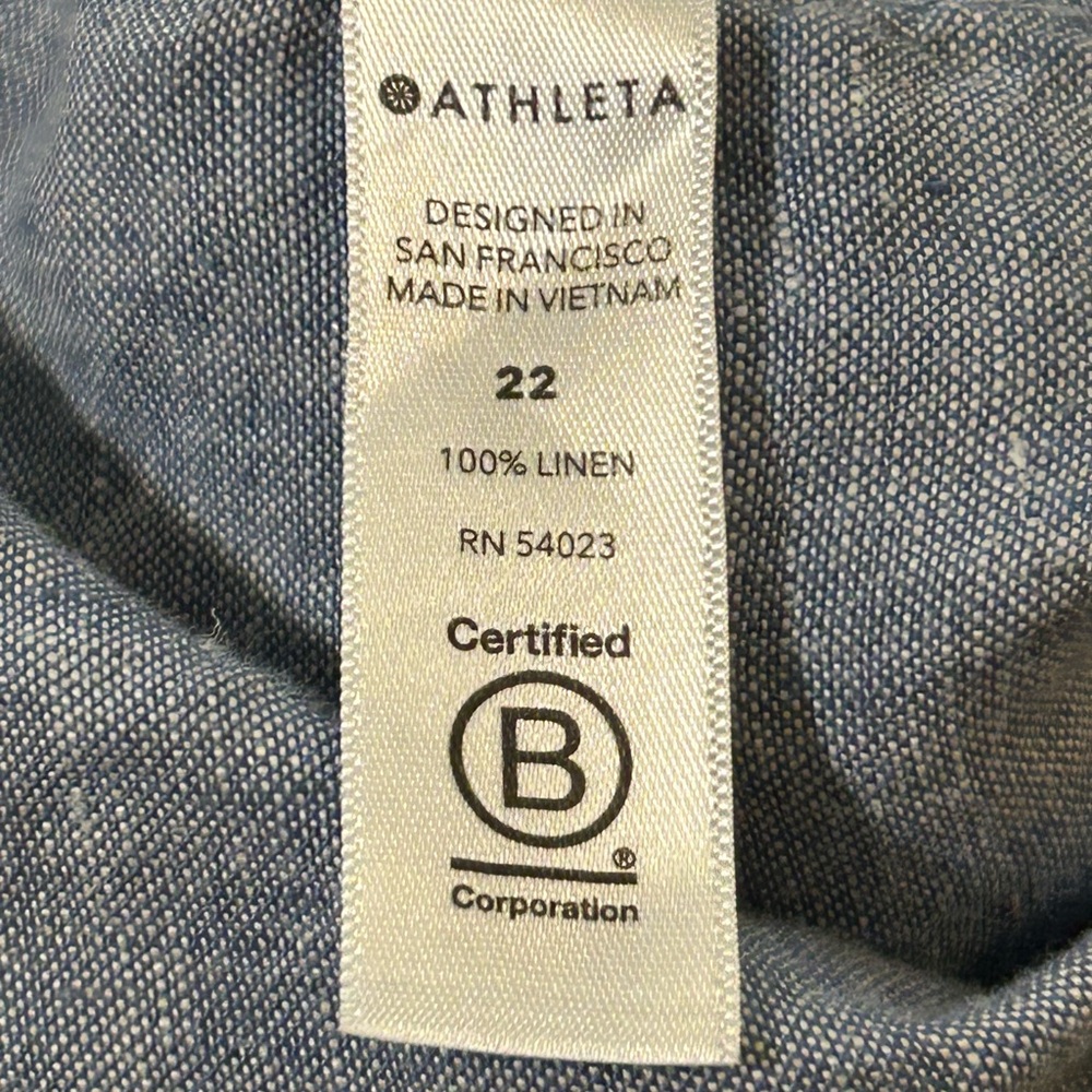 Athleta Cabo Linen Wide Leg Pants Chambray Color 100% Linen - Picture 10 of 12